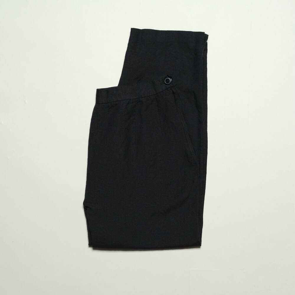 Vintage Black Linen-Rayon Blend Trousers Size 14